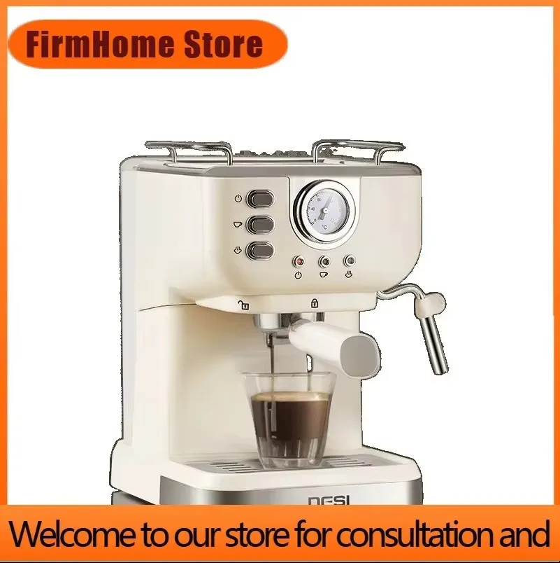 FirmHome StoreRetro Home Concentrated Italian Semi-automatic Coffee Machine One-click Extraction And Milk Foam Integrated Small