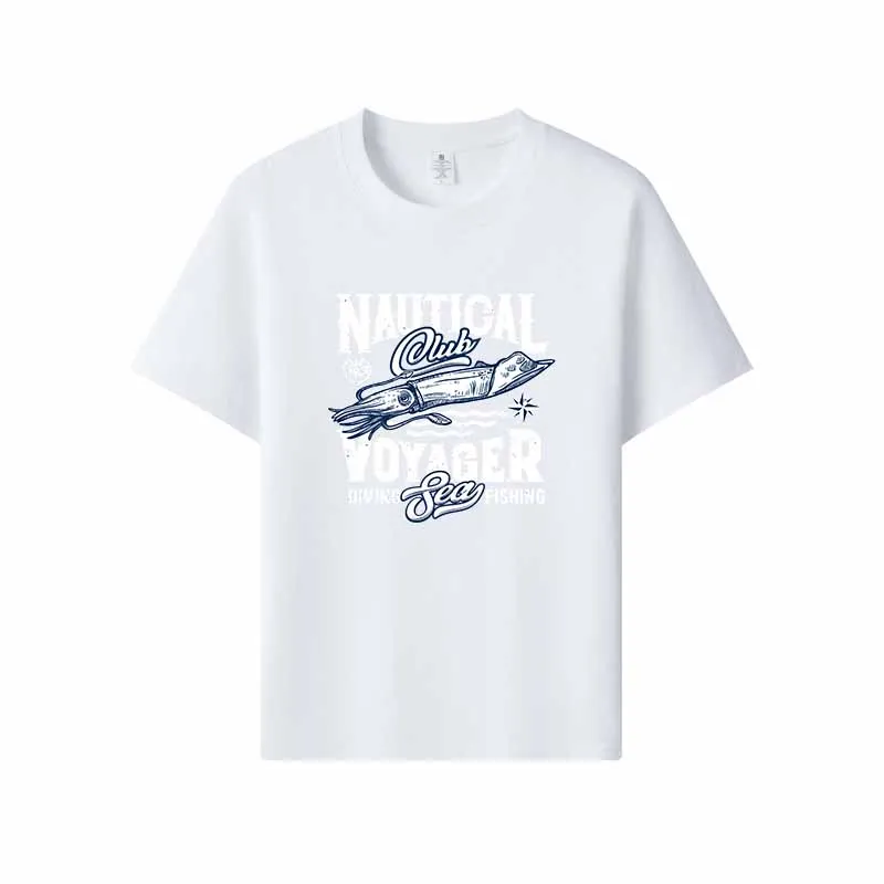 Nautical Club Voyager Sea Fishing Men's TShirt  Marine Retro Adventure Style, Soft Fabric, Comfortable Loose Fit