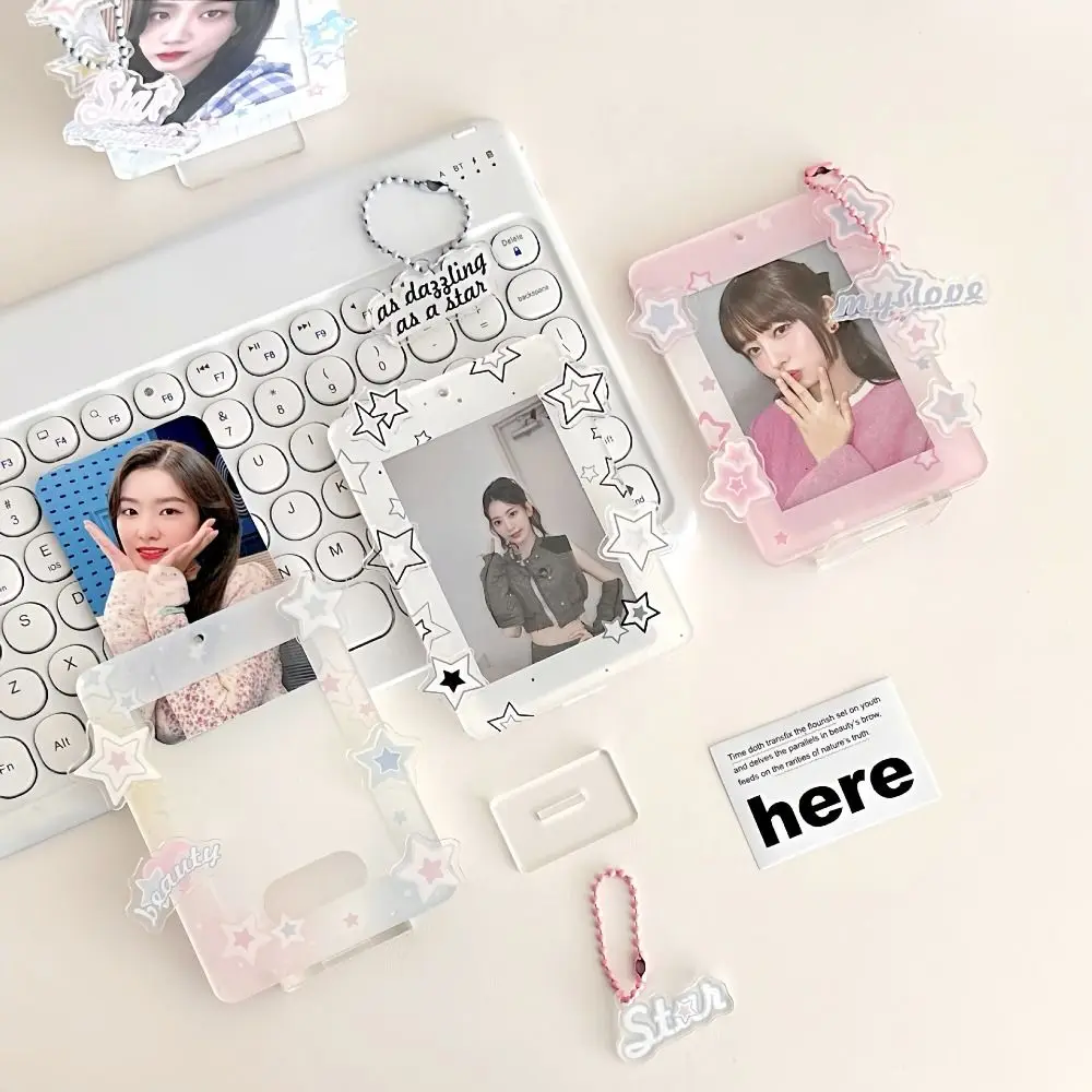 

Desktop Decoration Korean Style Card Holder Transparent Star Student Card Cover Acrylic Card Case ID Card Holders Idol Card