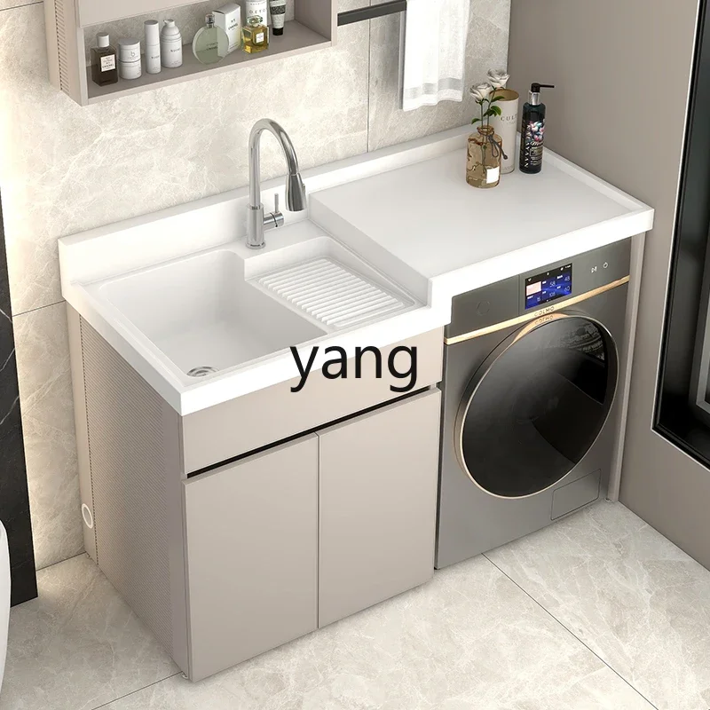 LHH شرفة الغسيل خزانة متكاملة مزيج آخر كبير حوض غسيل حجر الكوارتز مع لوح الغسيل