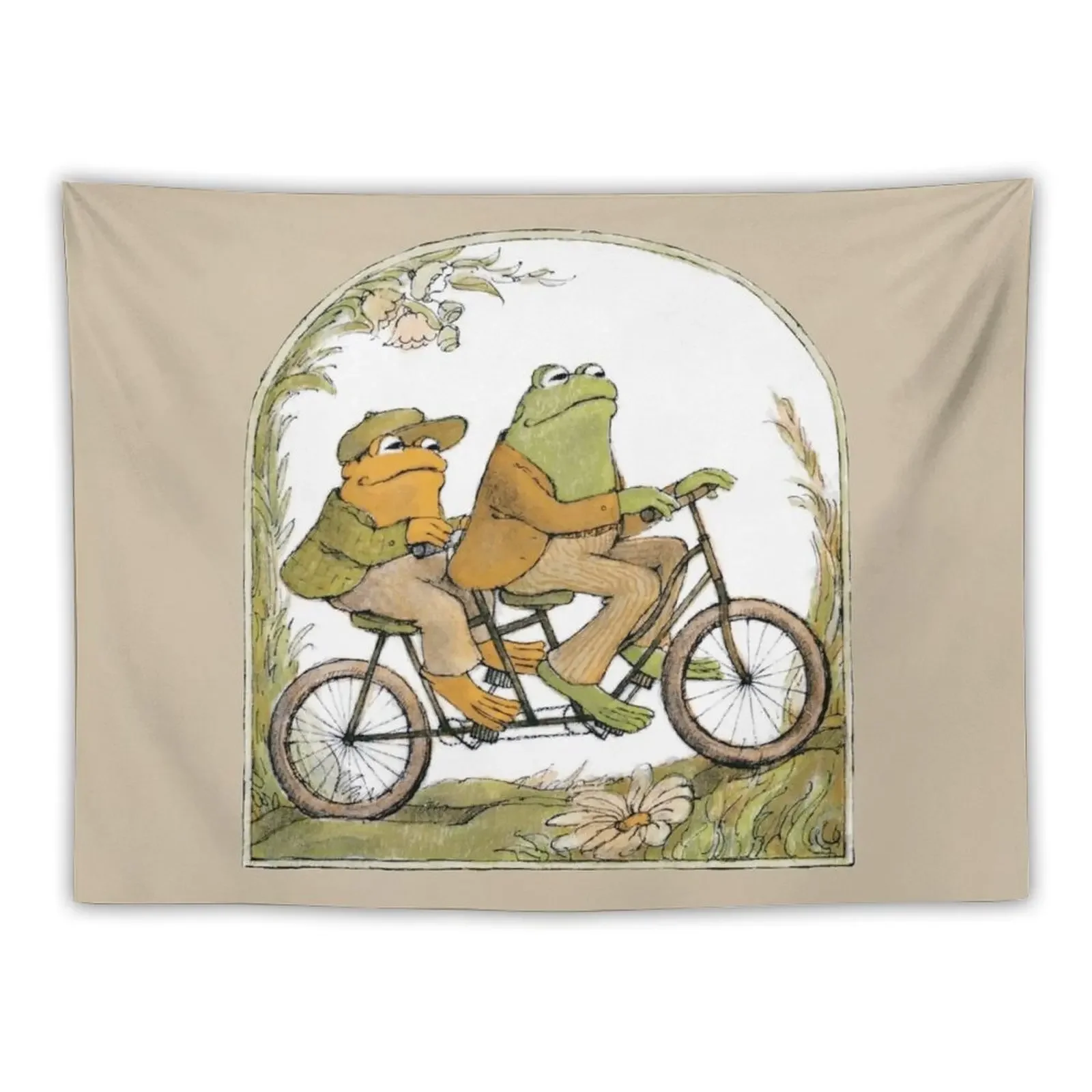 

Frog and Toad On A Bicycle Tapestry Tapete For The Wall Room Ornaments Tapestry