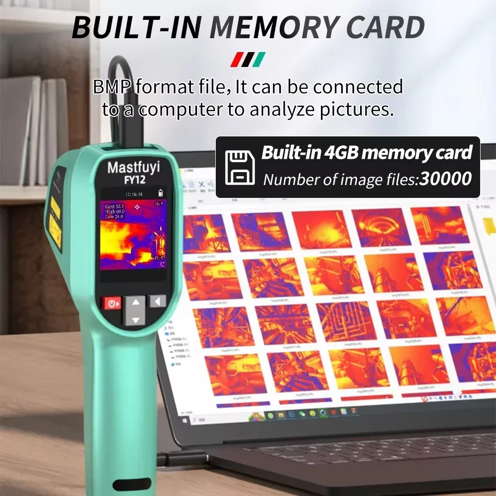 MASTFUYI FY12 Infrared Thermal Imager 240240 Pixels, 15 Color Palettes, Ideal for Repair, PCB and Pipeline Detection - Handheld