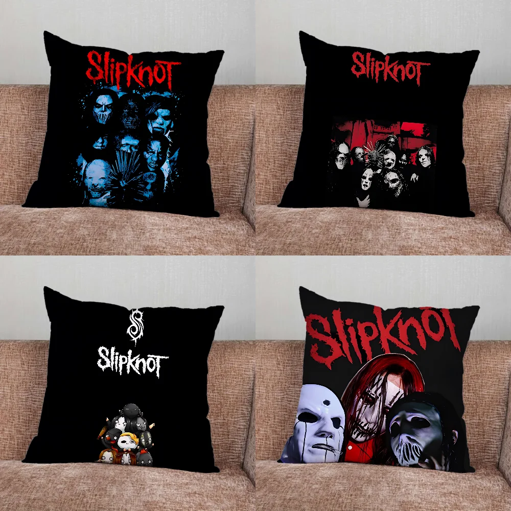 S-SlipknotS Rock Band Pillow Case For Home Bedroom Car Office Decoration Living Room Sofa Cushion Cover Suitable