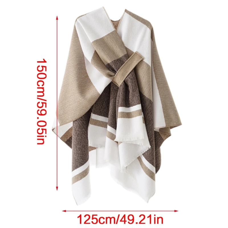 Trendy Warm Blanket Shawl Wrap Poncho for Outdoor Cardigan Warm Shawl Wrap for Wedding Evening Dresses Tassels Scarve