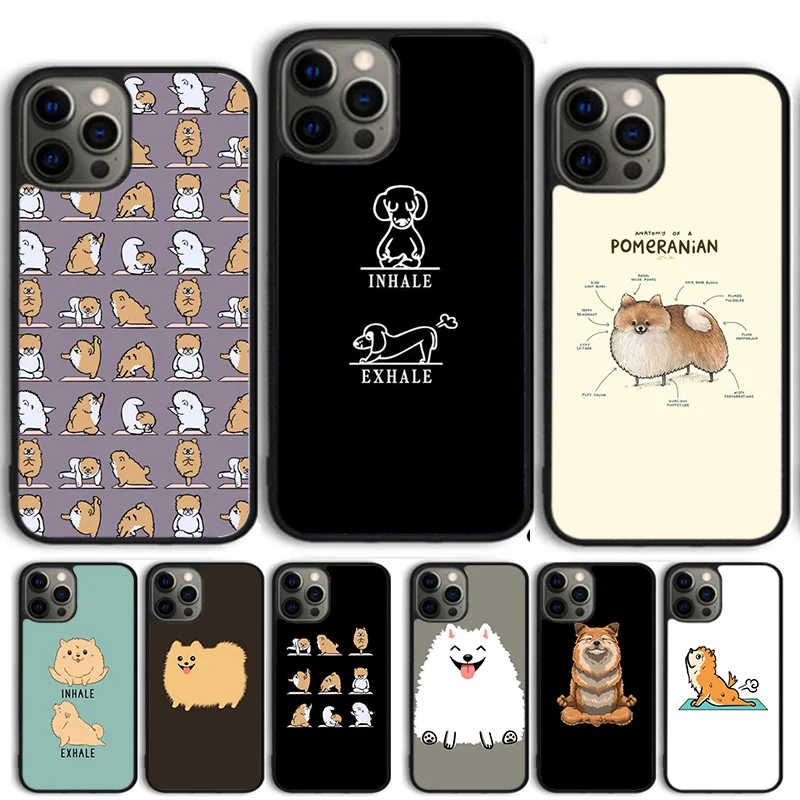 Pomeranian Dog Yoga Phone Case Cover For iPhone 15 16 14 13 11 12 Pro Max mini XS Max XR X Plus Back Coque shell