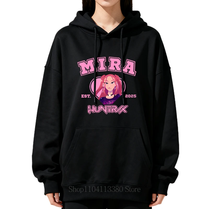 Kpop شيطان هنتر طباعة مقنعين الخريف الشتاء موضة السببية Harajuku لطيف المرأة كم طويل بلايز كنزة صوف بلوزات #3