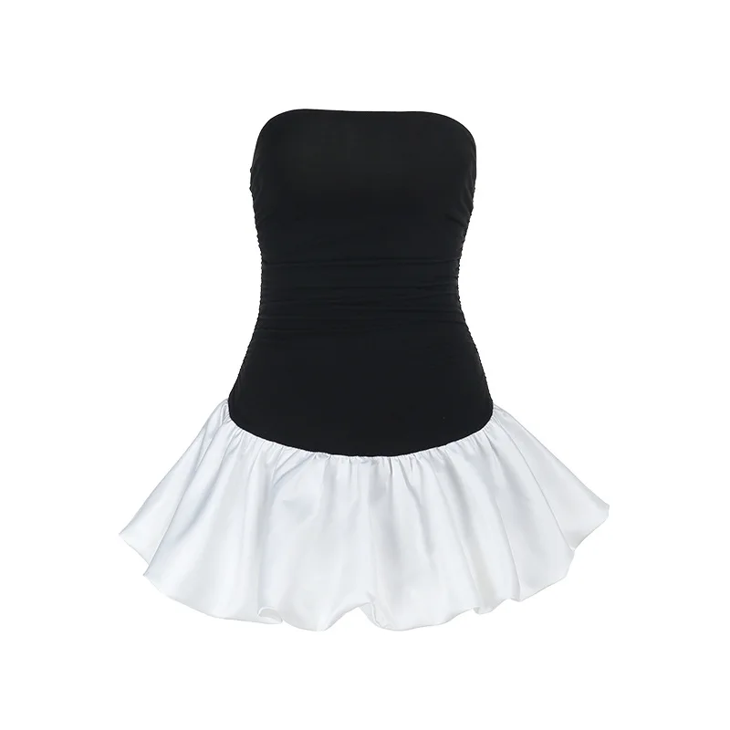 

Sexy Slim Tube Top Pendulum Mini Dress Black White