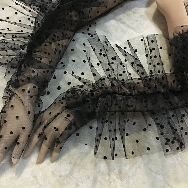 Dots Semi Sheer Ladies Lace Gloves Elegant Long Sleeve Gloves Courtesy Summer Gloves for Wedding Dinner Parties ST396