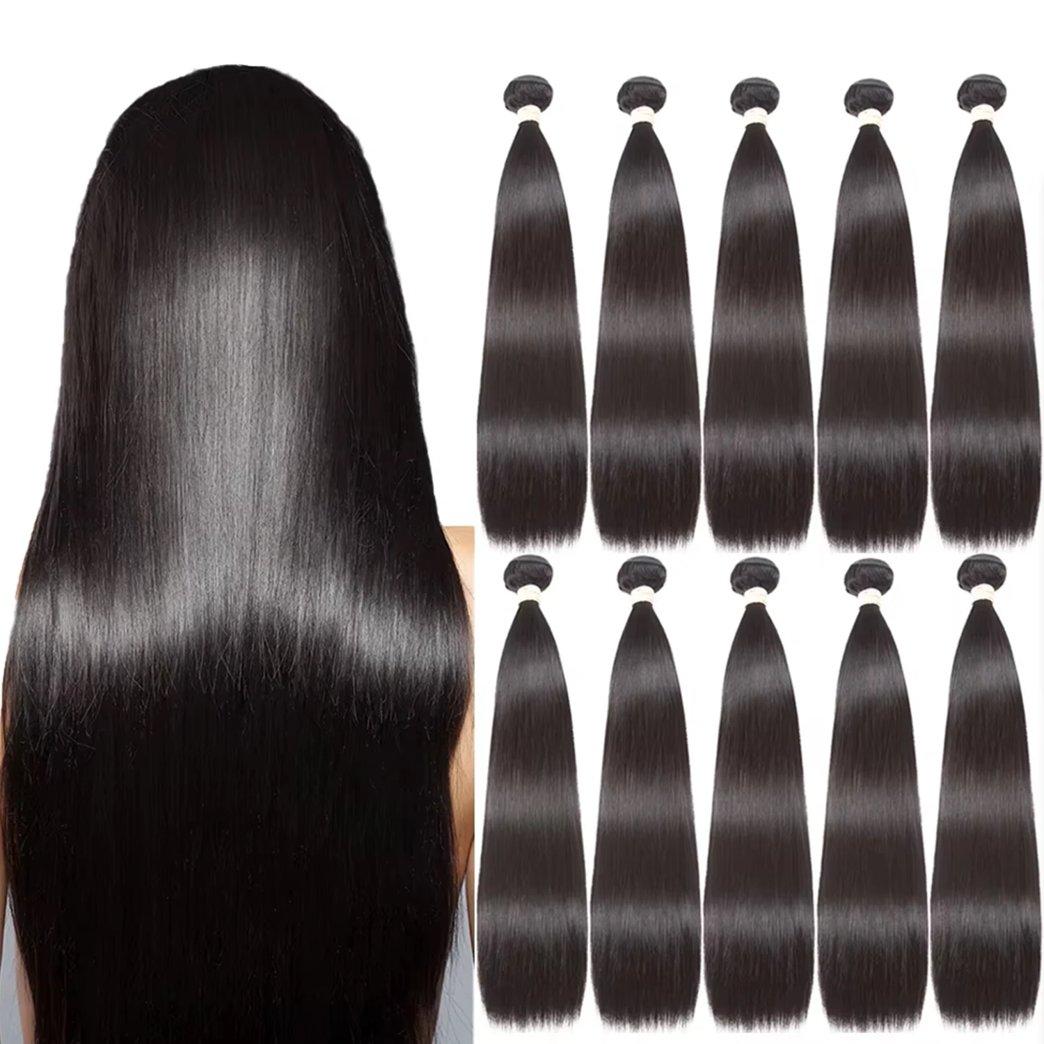 Sapphire-Bundles de cheveux humains raides, tissage de cheveux brésiliens naturels, vente en gros, extensions de cheveux 8-30 pouces, offres, 5