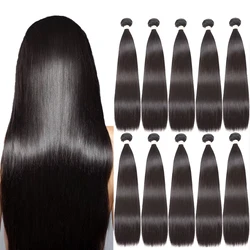 Sapphire-Bundles de cheveux humains raides, tissage de cheveux brésiliens naturels, vente en gros, extensions de cheveux 8-30 pouces, offres, 5 pièces, 10 pièces