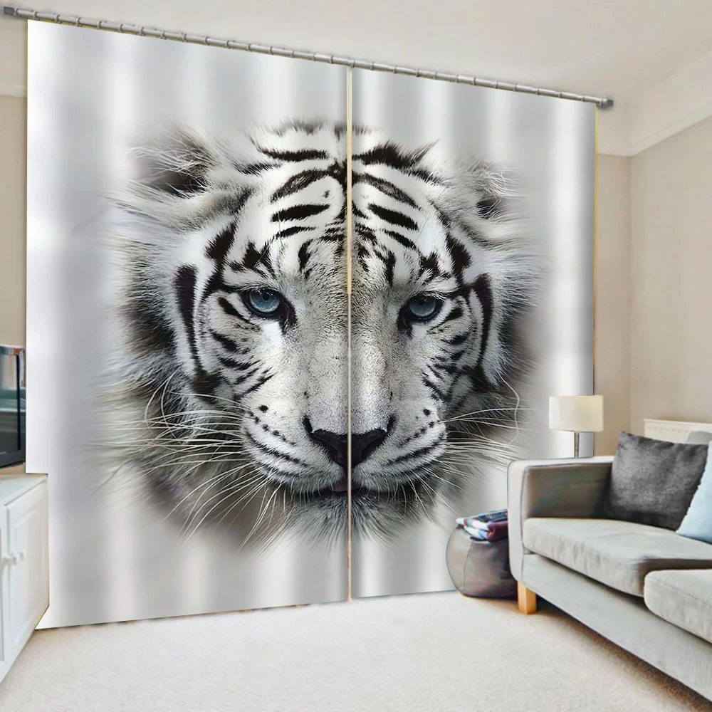 High quality custom 3d curtain fabric Modern Home Decoration Living Room Curtains 3d tiger curtains