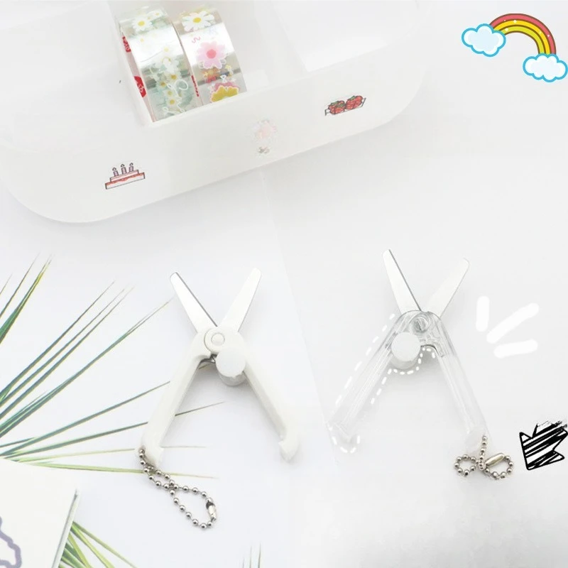 Transparent Scissors Foldable Storage Small Scissors  Mini Stainless Steel Safe and Cute