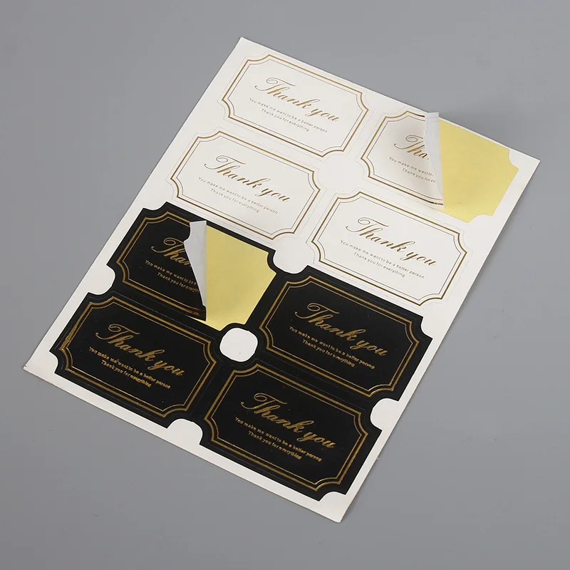 40-80pcs Rectangle Thank You Paper Color Stickers Decoration Labels Seal Scrapbook DIY Gift Cookie Cake Candy Bag