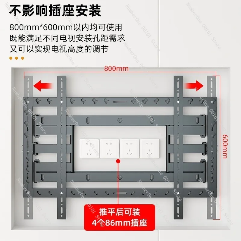 دعامة تثبيت على الحائط للتلفاز تلسكوبية رفيعة للغاية مناسبة لشاشات 75 85 98 100 بوصة دوارة قابلة للسحب قابلة للتعديل #3