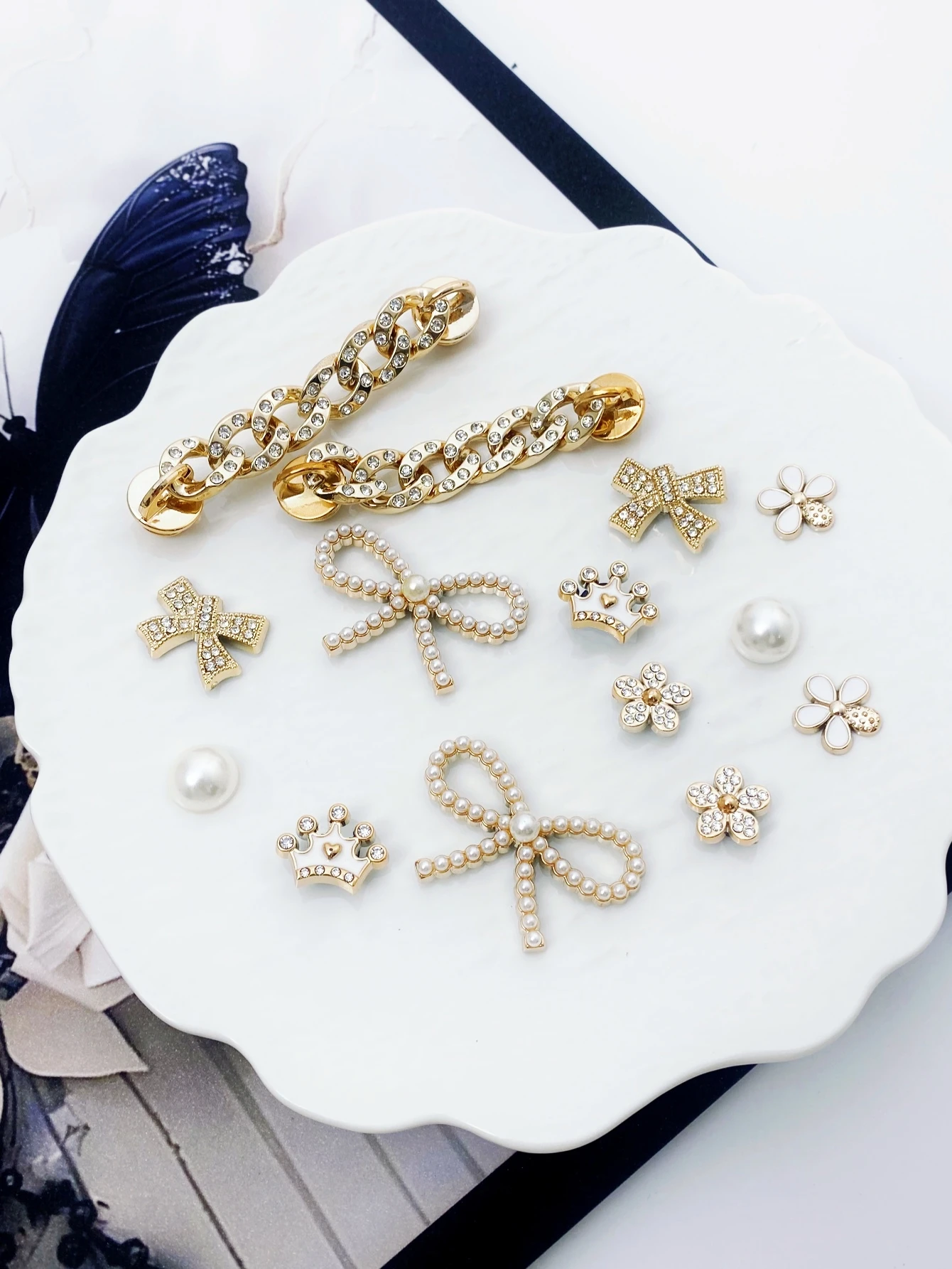 

14 золотых декоративных элементов в виде бабочек для обуви – забавные и многофункциональные персонализированные аксессуары для повседневной обуви