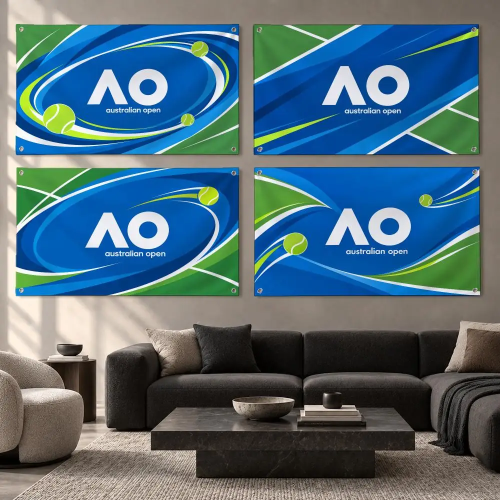 Tennis Tournament Australian Open Flags Fabric Pennant Banner, Apt Wall Decor, Living Corner, Bedroom, Studio, E-sports Room