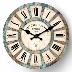 A Rustic Vintage-Style Wooden Round Wall Clock, Wood Grain Design Wall Clock, Silent Non-Ticking, Battery-Powered Decorative Clock, for Home Kitchen, Living Room, Office, Bathroom, Bedroom 10 Inches 12 Inches 14inch 16inch (Without Battery)