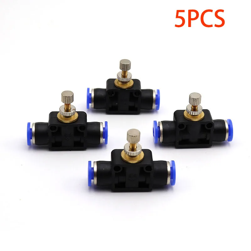 5PCS Pneumatics Air Throttle Valve Speed Control Quick Hose Tube Water Fitting Connector Pneumatic Fittings 4mm 6mm 8mm 10mm