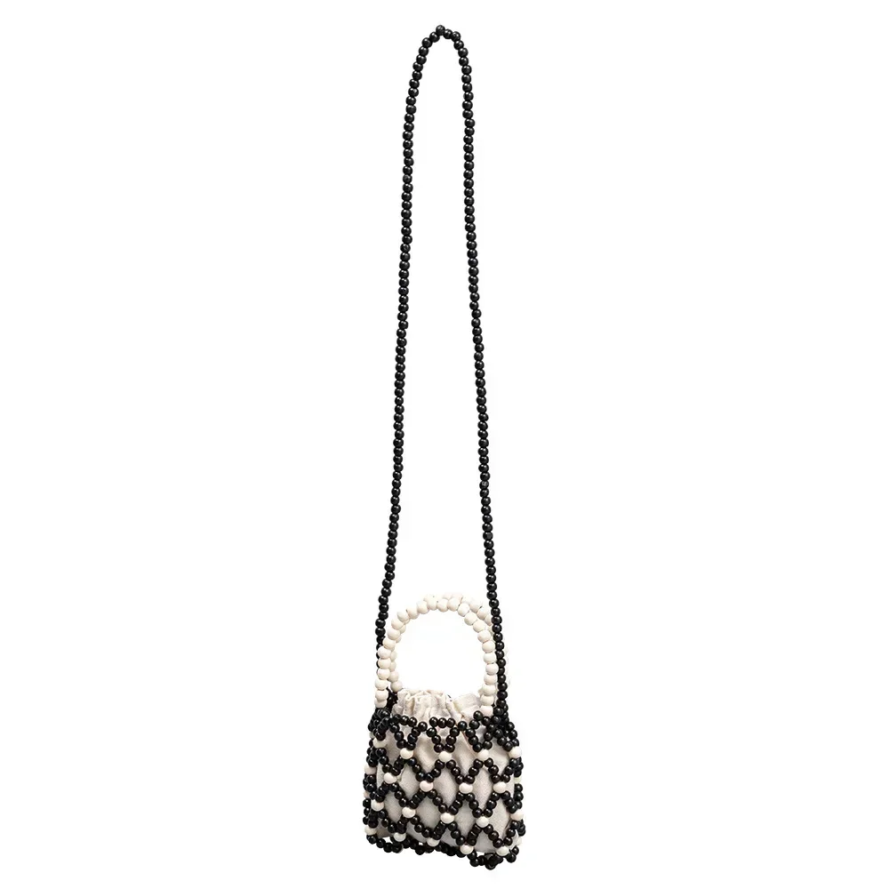 Color Blocking Beaded Handbag Women's European and American Crossbody Shoulder Bag Handwoven Mini Square Bag with Hollow