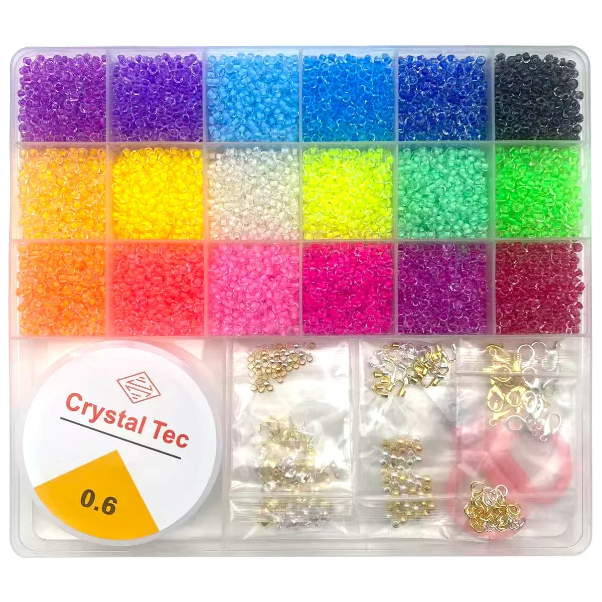 

18 сеток, витражная коробка для бусин, 2/3/4 мм, бусины для вышивки крестом, браслеты ручной работы, ожерелья, аксессуары для волос, бусины