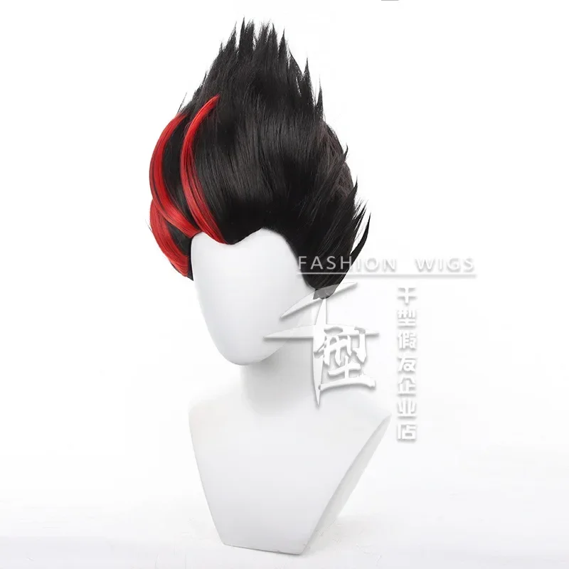 Peluca de disfraz de Anime de bloqueo azul para hombres, accesorio de pelo sintético resistente al calor, corto, negro y rojo, Barou Shouei