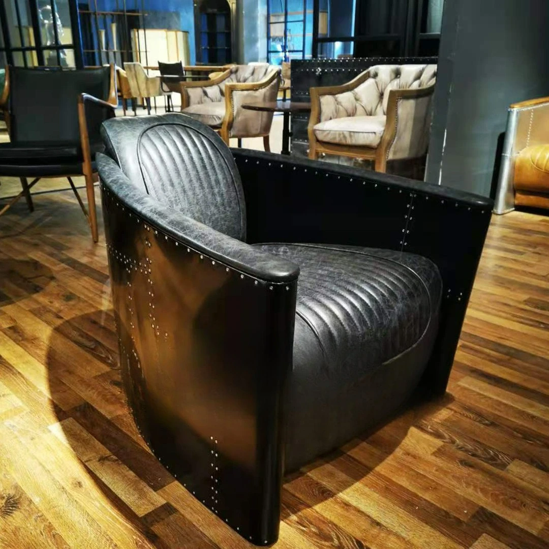 Sillón de cuero negro personalizable