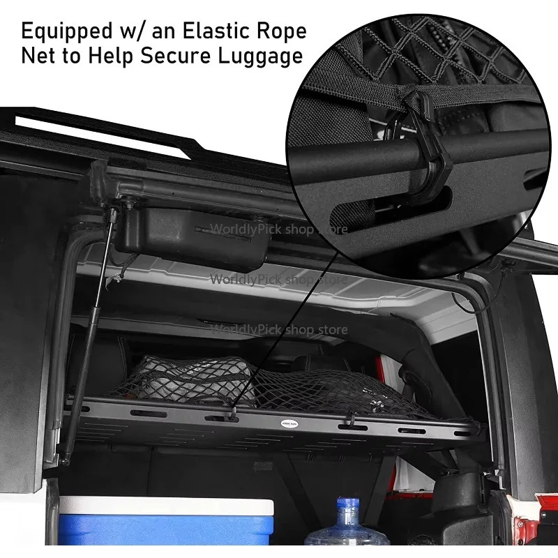 Rear Trunk Cargo Rack Basket Tray, Interior Storage Luggage Carrier, 2007-2023, Jep Wrgler Unlimted 4-Door Hardtops