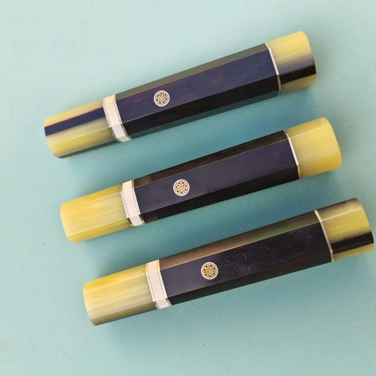 

Ebony thick copper nail knife handle handle replacement kitchen knife Japanese willow blade sashimi knife hole distance customiz