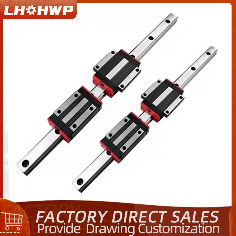 Guide 2pcs HGR25 Linear Square Rail 150mm-1200mm + 4pcs Slides Carriages HGH25CA /HGW25CC HGH20HA /HGW20HC Steel For CNC Parts