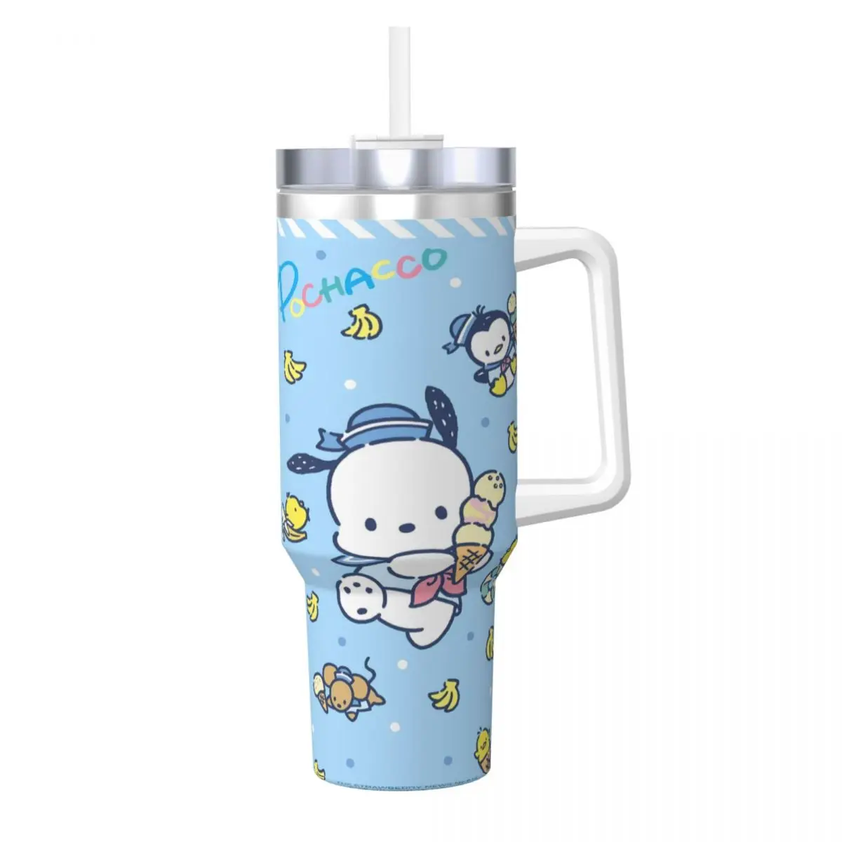 Pochacco Stainless Steel Tumbler Sanrio Travelist Mugs Cup 40oz Coffee Mug Leakproof Hot Drinks Milk Tea Water Bottle