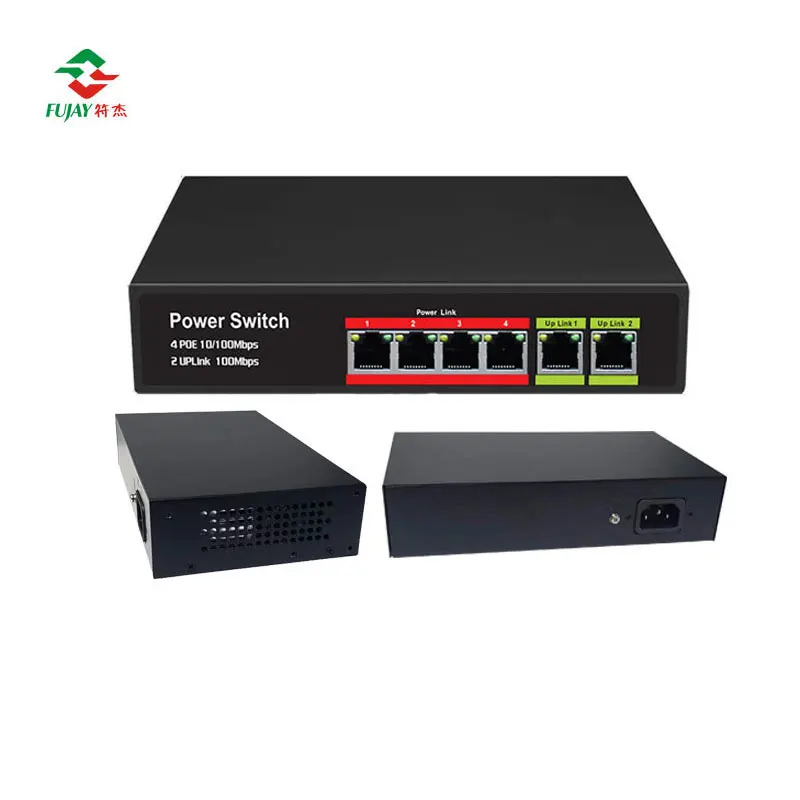 Ethernet switch 4 port poe 100 mbps switch managed 2 Port RJ45 100Mbs Network POE Switch For IP Camera CCTV Camera System