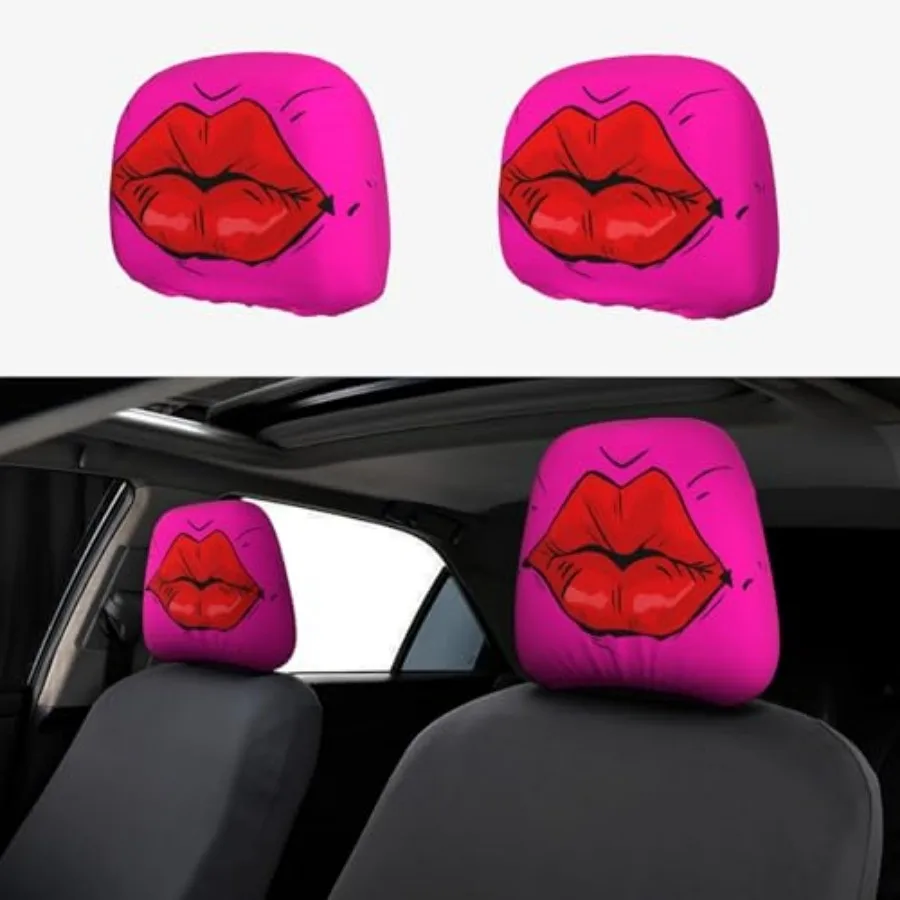 

Hot Kiss Nice Lips Kissing Car Headrest Covers 2 Pack Car Seat Head Rest Cover Auto Elastic Seat Coverings Vehicle Interior Acc