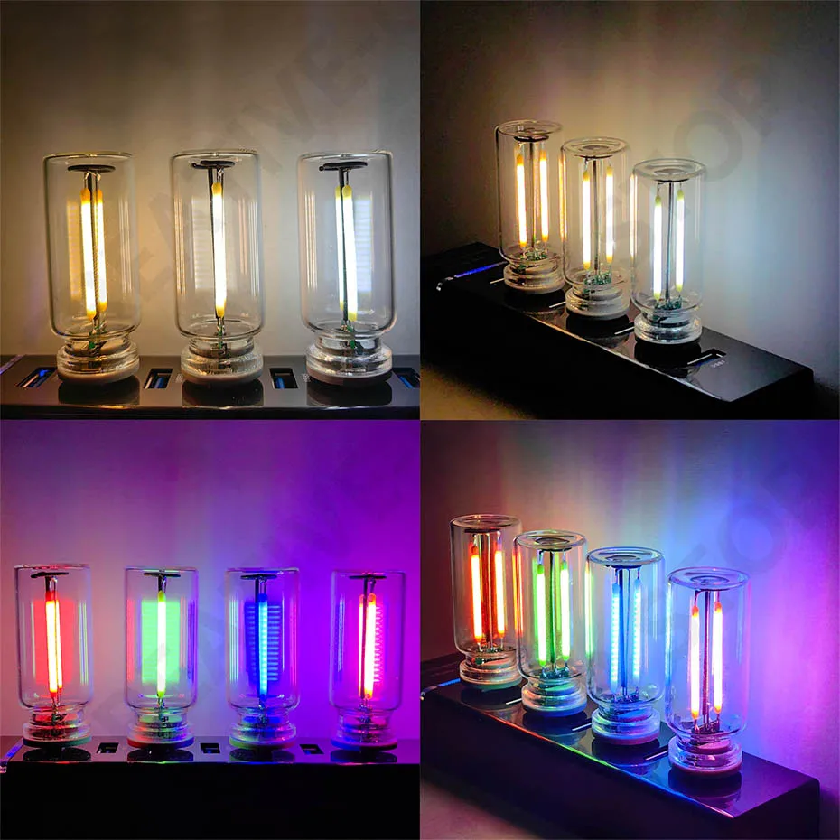 USB Touch Control LED Nachtlicht Atmosphäre Licht Edison Glühbirne Glühlampe LED Filament Glühbirne Schlafzimmer Dekoration DIY – Detail 7