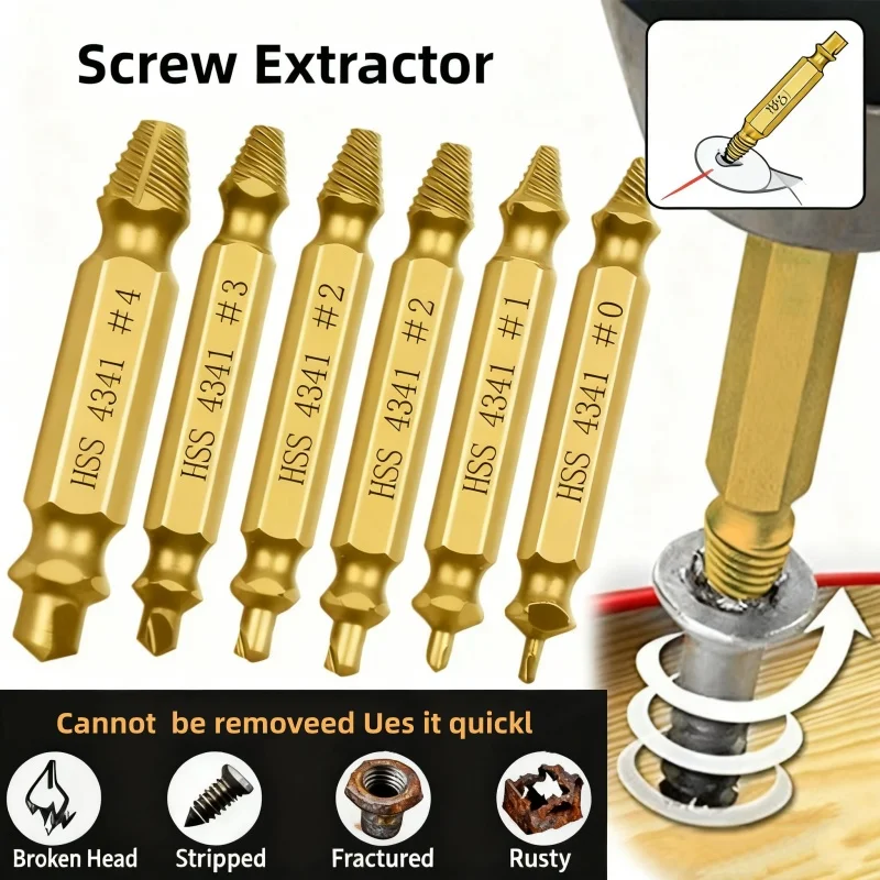 1 set di estrattori per viti danneggiate Set di punte da trapano HSS per rimozione rotte spelate Kit di presa rapida Utensili elettrici facili da demolizione