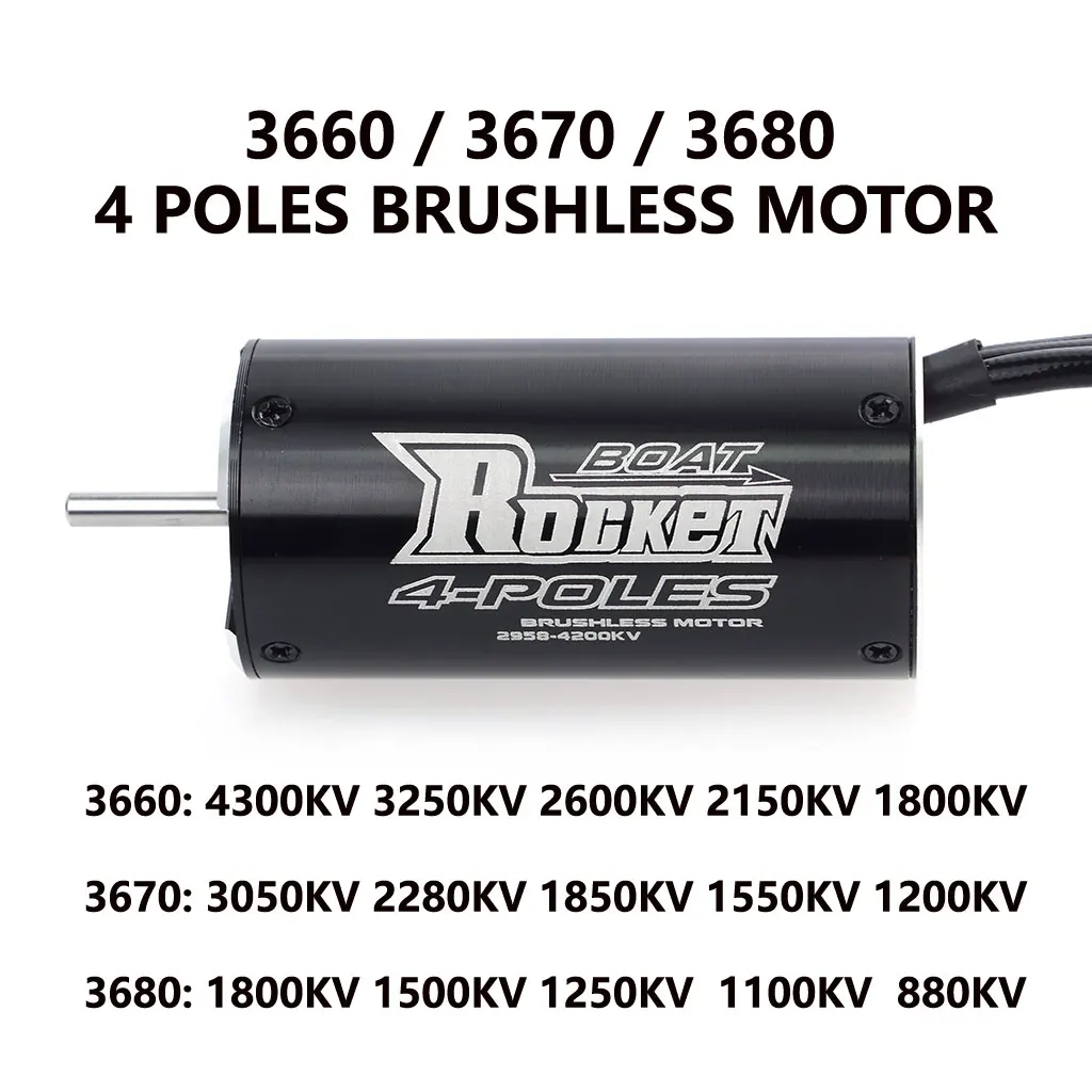 Surpass Hobby 3660 3670 3680 4 Poles Waterproof Brushless Motor 3250KV 2280KV 1250KV For RC 800-1000mm Traxxas Feilun Boat