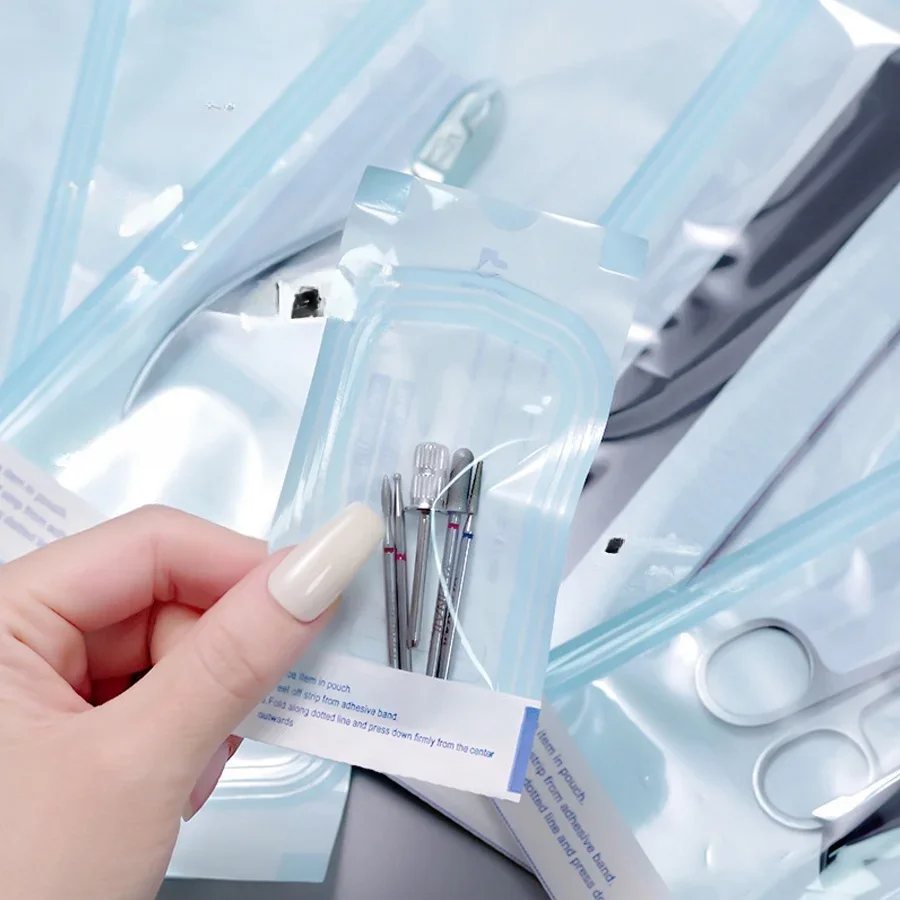 20 Stück Sterilisationsbeutel für Nagelkunstwerkzeuge mit farbwechselnder Anzeige, selbstdichtende Umschläge für Nipper, Schere, Pinzette