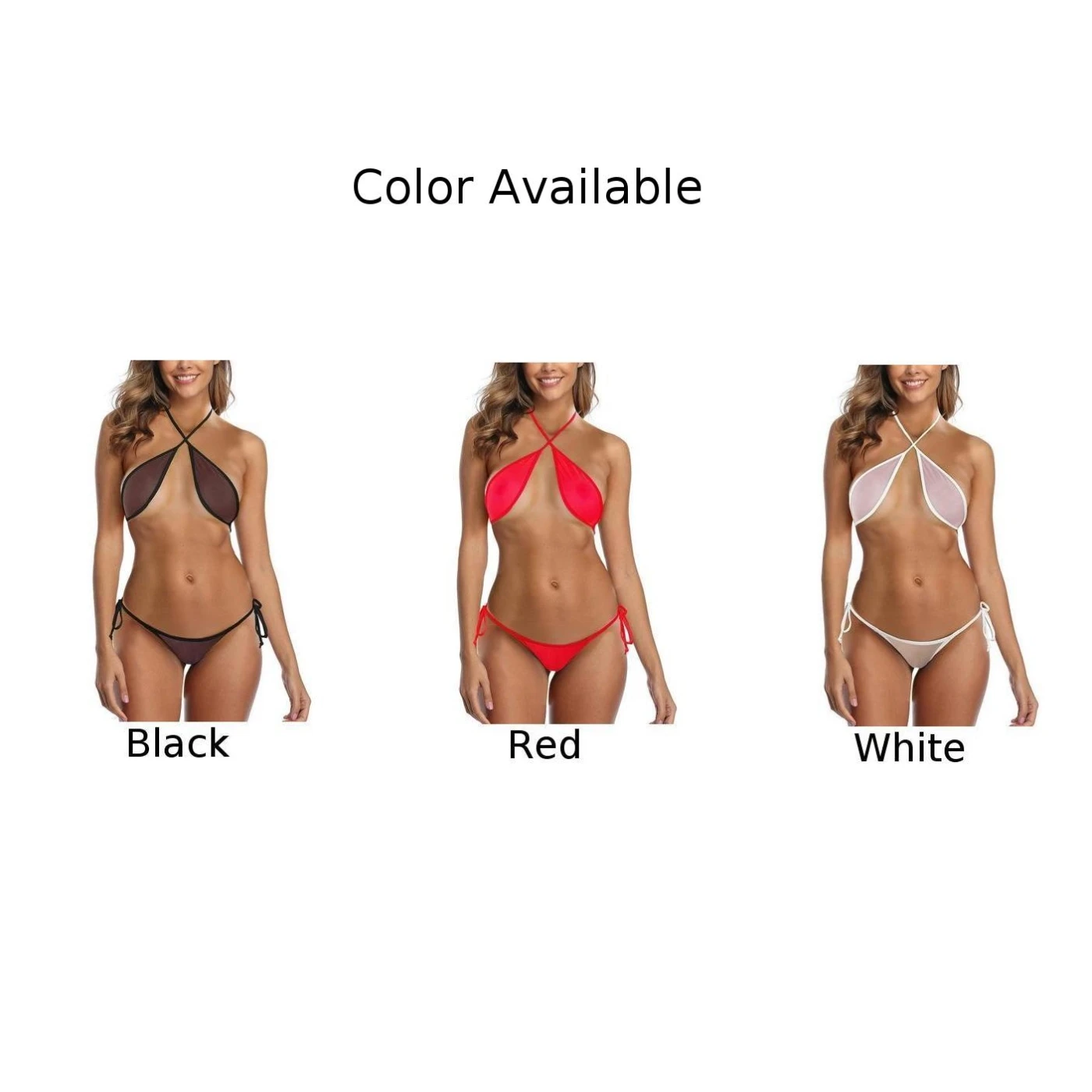 Bikini Indumenti da notte da donna Estate Maglia a rete Biancheria intima trasparente Reggiseno G-String Abbigliamento Taglia unica Lingerie sexy