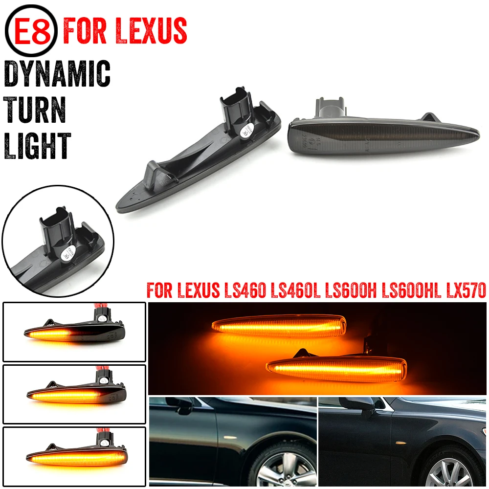 Dynamic LED Side Marker Lights Turn Signal Sequential Indicator Lamps For Lexus LS460 LS460L LS600h LS600hL LX570