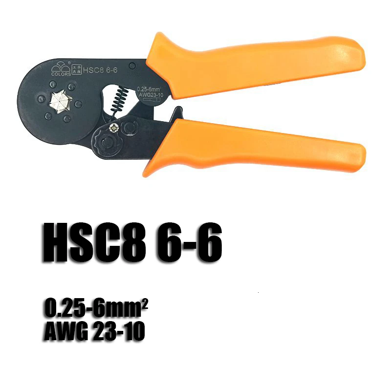 1Pcs HSC8 6-4 6-6A/B Self-Adjusting Square Crimp  Hand Tools  23-10AWG Wire Cable Ferrule Crimper Tool Tools