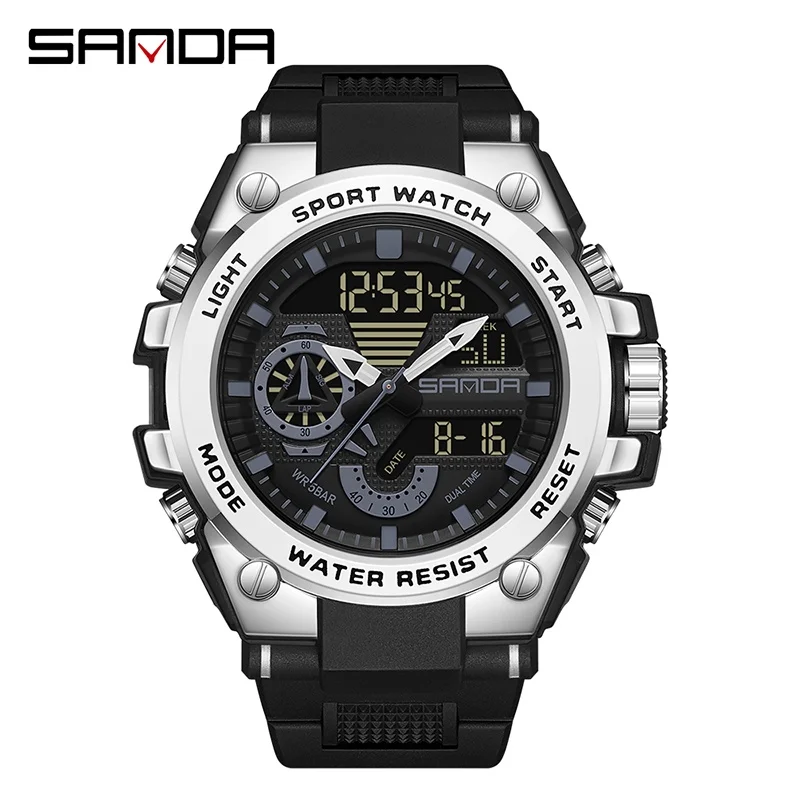 Sanda Herren-Armbanduhr, digital, modisch, wasserdicht, Outdoor-Sport, multifunktional, elektronisch, SD3302-12 3