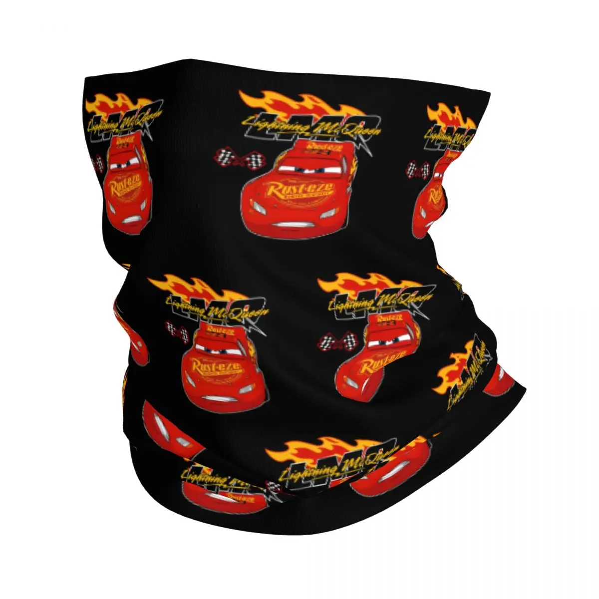 Custom Retro   Lightning McQueen Car Bandana Neck Gaiter for Ski Cycling Men Women Wrap Scarf Cartoon Balaclava Warmer