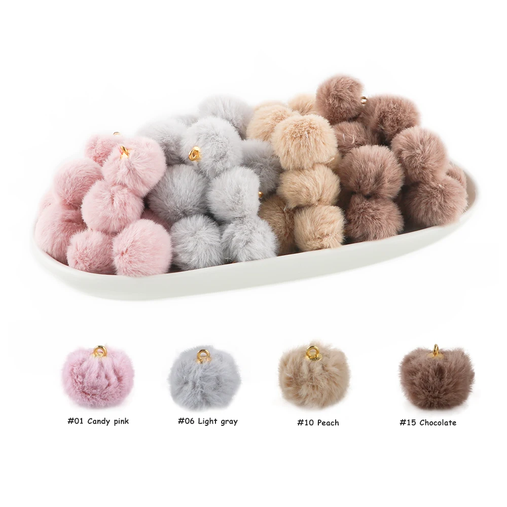 20 قطعة غطاء الفراء القطيفة الكرة الكرة الخرز Charms قلادة DIY بها بنفسك Pompom قلادة قلادة أقراط لصنع المجوهرات العثور