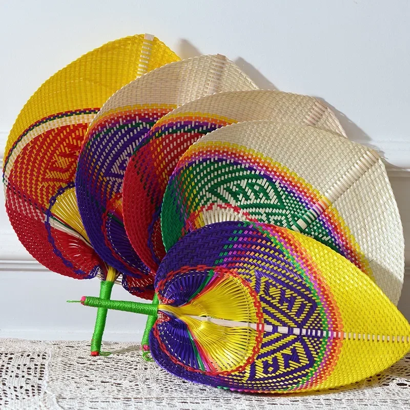 Bohemian Style Bamboo Woven Fan Creative Peach-Shaped Fan Summer Breeze Artistic Innovation Enjoy The Cool Air Handmade