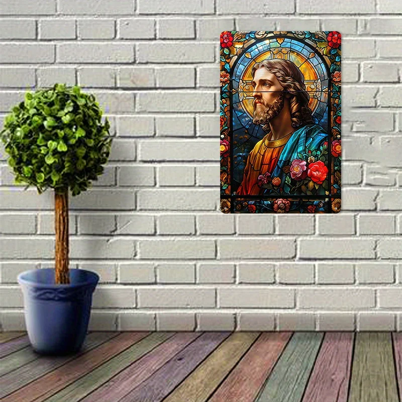 Jesus-Themed Retro Metal Sign, Aluminum Wall Decor for Home, Farmhouse, Porch & Garage - Waterproof, 7.9x11.8
