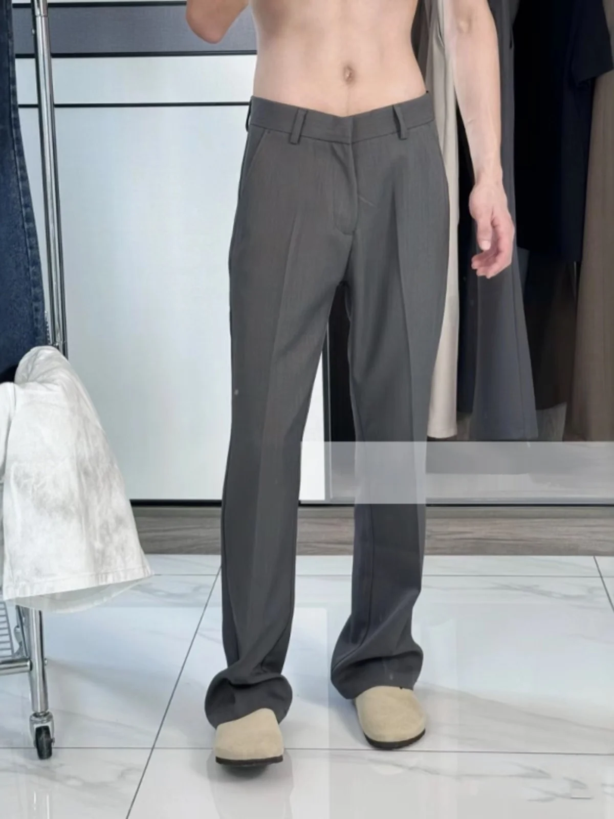 

Spring Autumn Men's Slim Fit Casual Trousers Drapey Slimming Korean Sle Large Size Haome Breathable Iron Free Long Pants