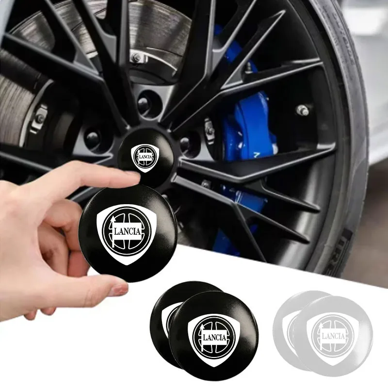 4pcs With Logo Car Wheel Center Hub Caps Emblem Sticker for Lancia ypsilon delta musa nera thema STRATOS Y Phedra Car Accessorie