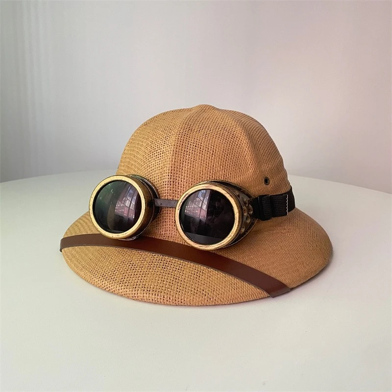 2026 Steampunk Goggles Safety Helmet Men Women Adventure Hat UV Protection Riding Helmet Derby Hat Safari Explorer Cap