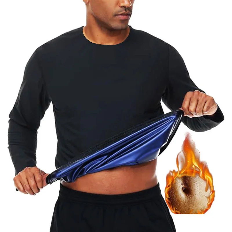 

MrifDila с круглым вырезом и длинными рукавами, мужской сауна, спортивные костюмы, рубашка, тренажер для талии для мужчин, горячий корсет для тренировок в тренажерном зале, корректирующее белье, топ