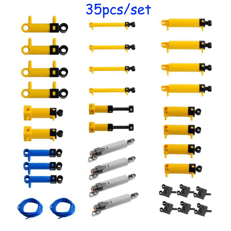 Pneumatic Building Blocks Kit Pump Cylinder Push Rod Switch Hose Air Tank Compatible With legoeds Pneumatic Parts