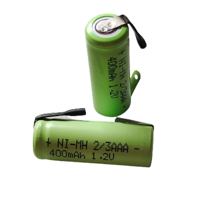 Akumulator 1.2V 2/3AAA Ni-MH 400mah 2/3 AAA nimh ogniwo z zaczepami lutowniczymi do lampa słoneczna maszynki do golenia